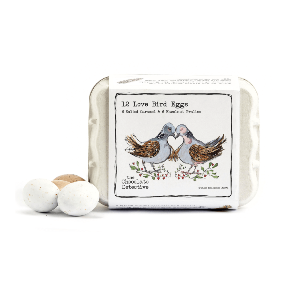 12 Love Bird Eggs 150g The Chocolate Detective